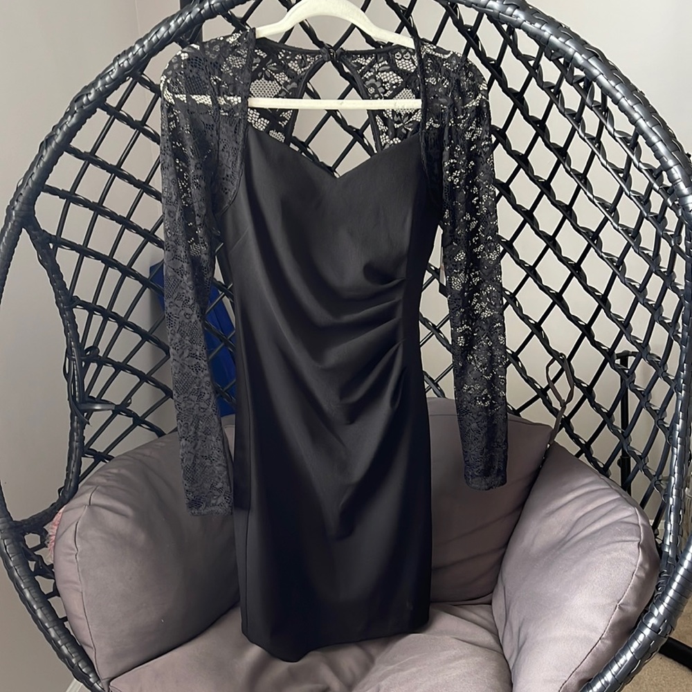 Guess black lace sleeve dress
